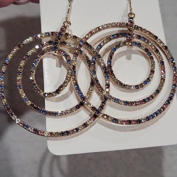Elegant Multicolor Hoop Earrings - Picture 4 of 6